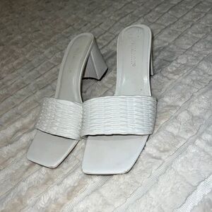 Primark White Woven Heeled Sandals